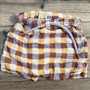 Adorable yellow & purple organic linen Shorts 24m unisex